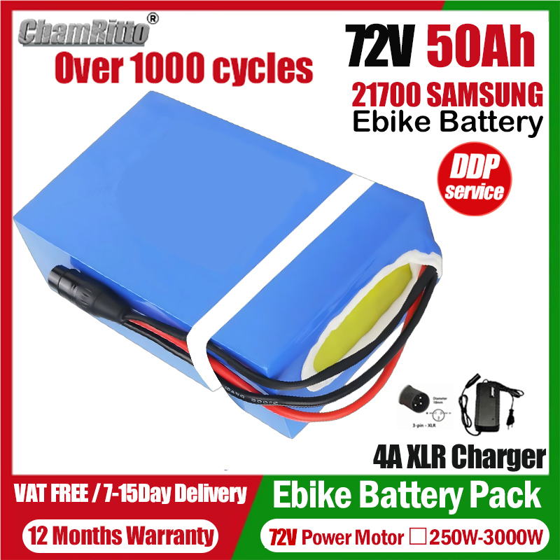 72V Electric Bicycle cham-ride - 72V 50Ah 21700 Lithium Battery ulasan dan harga